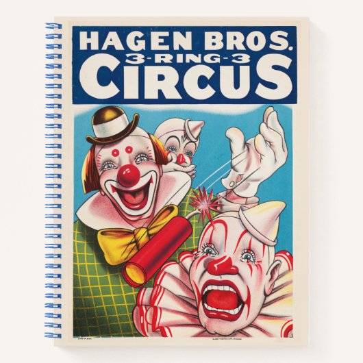 Circus Poster met clown gezichten en vuur cracker Notitieboek (Voorkant)