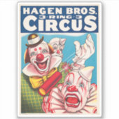 Circus Poster met clown gezichten en vuur cracker Sticker (Voorkant)