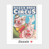 Circus Poster met clown gezichten en vuur cracker Sticker (Vel)