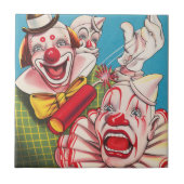 Circus Poster met clown gezichten en vuur cracker Tegeltje (Voorkant)