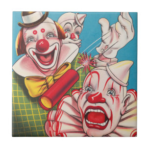 Circus Poster met clown gezichten en vuur cracker Tegeltje