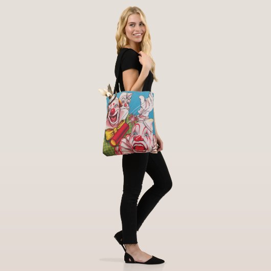 Circus Poster met clown gezichten en vuur cracker Tote Bag (Op model)