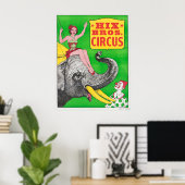 Circus Poster met een vrouw en een rijdende olifan (Thuiskantoor)