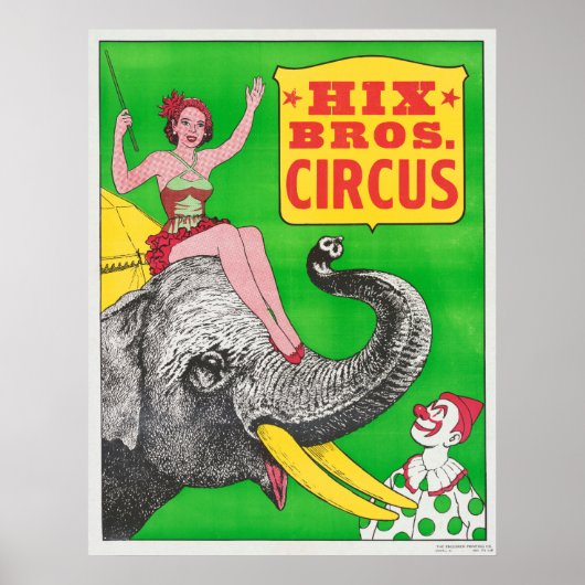 Circus Poster met een vrouw en een rijdende olifan (Voorkant)