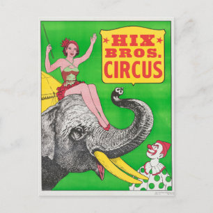 Circus Poster met een vrouw en een rijdende olifan Briefkaart