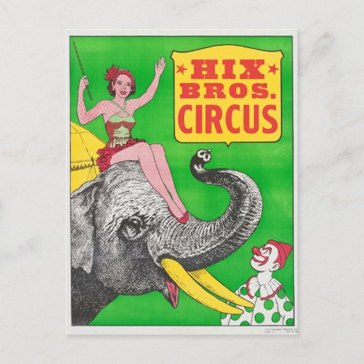 Circus Poster met een vrouw en een rijdende olifan Briefkaart (Voorkant)