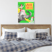 Circus Poster met een vrouw en een rijdende olifan Canvas Afdruk (Insitu (Slaapkamer))