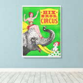 Circus Poster met een vrouw en een rijdende olifan Canvas Afdruk (Insitu (Houten vloer))