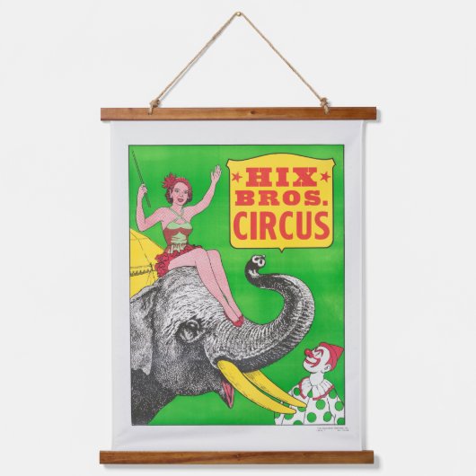 Circus Poster met een vrouw en een rijdende olifan Hangend Wandkleed (Voorkant)