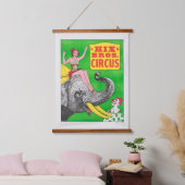 Circus Poster met een vrouw en een rijdende olifan Hangend Wandkleed (Slaapkamer)