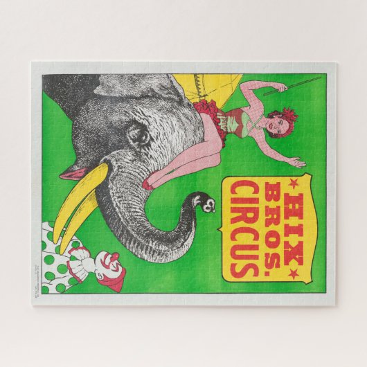 Circus Poster met een vrouw en een rijdende olifan Legpuzzel (Horizontaal)