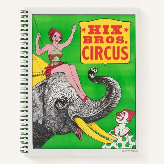 Circus Poster met een vrouw en een rijdende olifan Notitieboek (Voorkant)