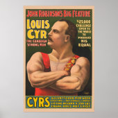 Circus Poster met Louis Cyr met gekruiste armen (Voorkant)