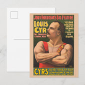 Circus Poster met Louis Cyr met gekruiste armen Briefkaart (Voorkant / Achterkant)