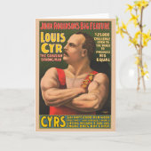 Circus Poster met Louis Cyr met gekruiste armen Kaart (Gele Bloem)