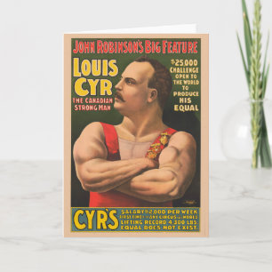 Circus Poster met Louis Cyr met gekruiste armen Kaart