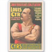 Circus Poster met Louis Cyr met gekruiste armen Sticker (Voorkant)