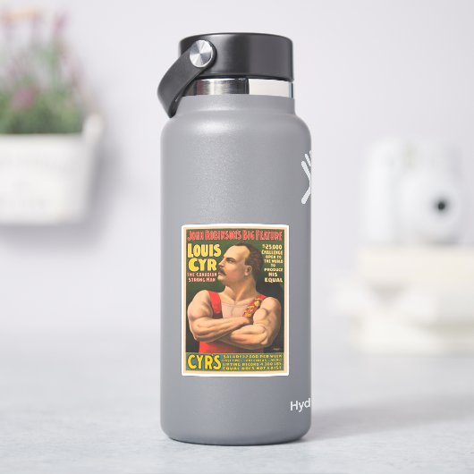Circus Poster met Louis Cyr met gekruiste armen Sticker (HydroFlask)