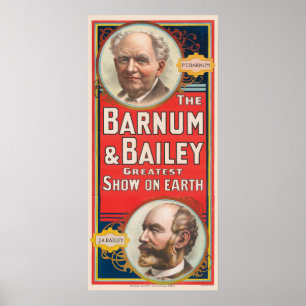 Circus Poster met portretten van Barnum & Bailey