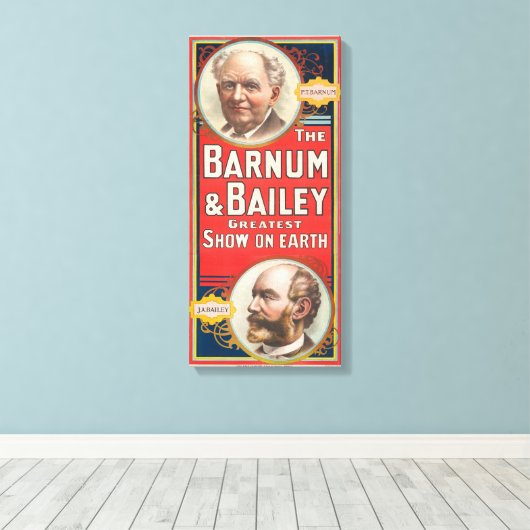 Circus Poster met portretten van Barnum & Bailey Canvas Afdruk (Insitu (Houten vloer))