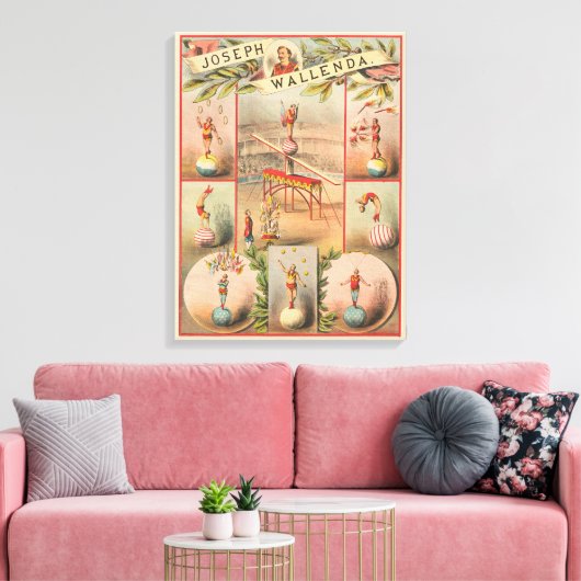 circus Poster met scènes van acrobatiek Canvas Afdruk (Insitu (Woonkamer))