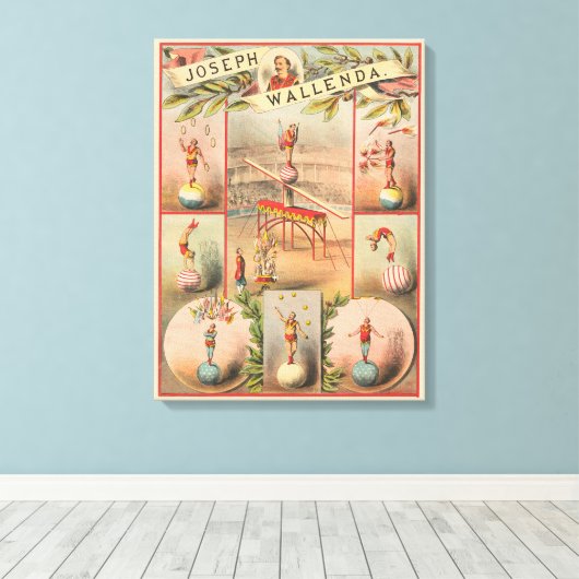 circus Poster met scènes van acrobatiek Canvas Afdruk (Insitu (Houten vloer))