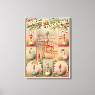 circus Poster met scènes van acrobatiek Canvas Afdruk