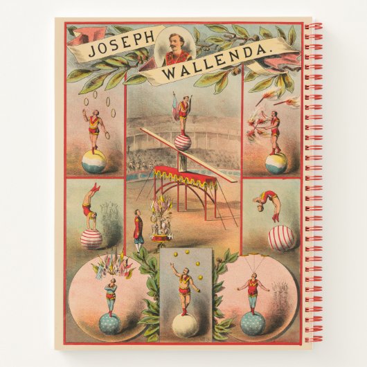 circus Poster met scènes van acrobatiek Notitieboek (Achterkant)