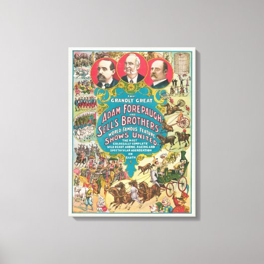 Circus Poster met veel circusscènes Canvas Afdruk (Voorkant)