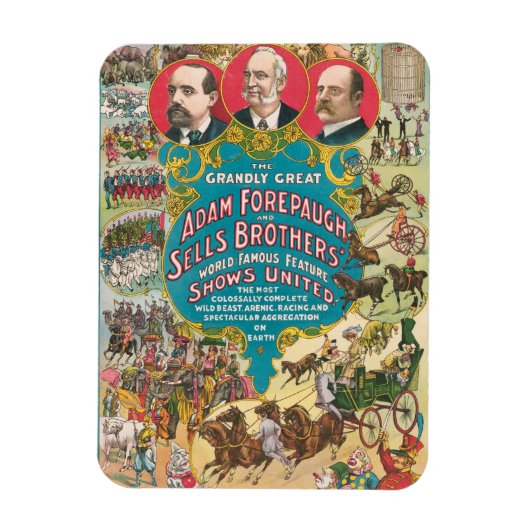 Circus Poster met veel circusscènes Magneet (Verticaal)