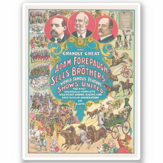 Circus Poster met veel circusscènes Sticker (Voorkant)