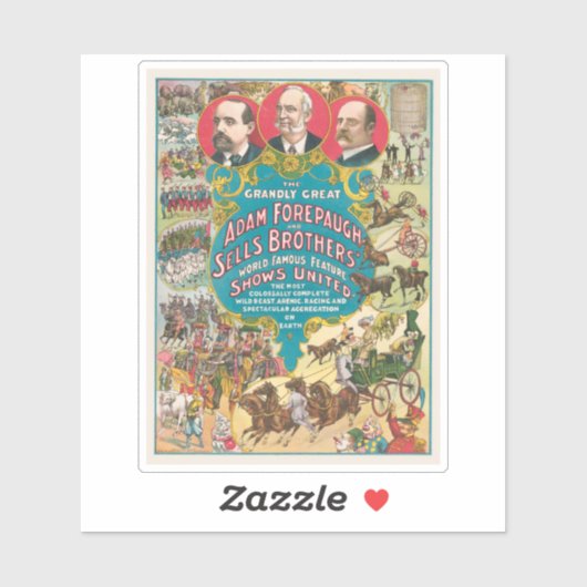 Circus Poster met veel circusscènes Sticker (Vel)