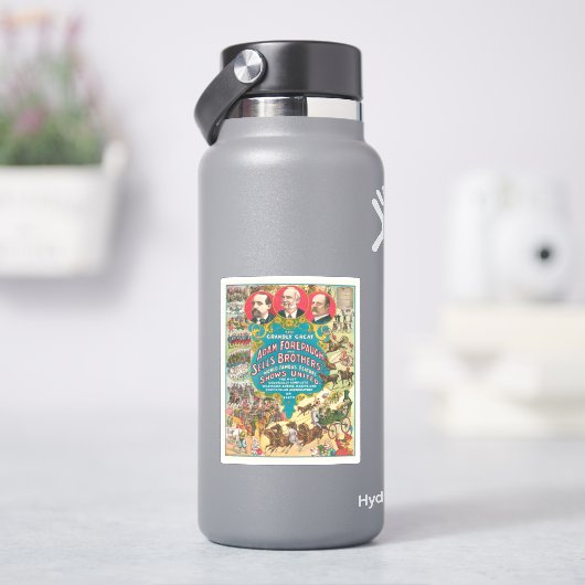 Circus Poster met veel circusscènes Sticker (HydroFlask)