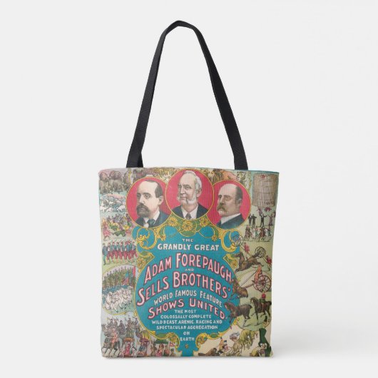 Circus Poster met veel circusscènes Tote Bag (Achterkant)