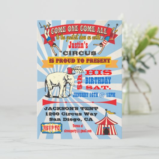 Circus Poster stijl feestuitnodigingen Kaart (Staand voorkant)