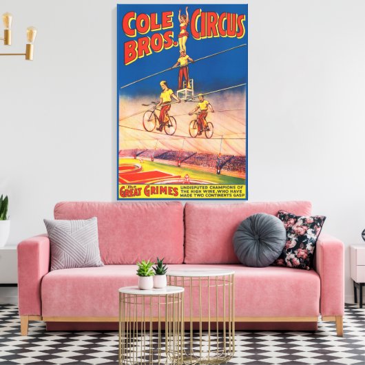  circus Poster tonen hoge draad acrobaten Canvas Afdruk (Insitu (Woonkamer))