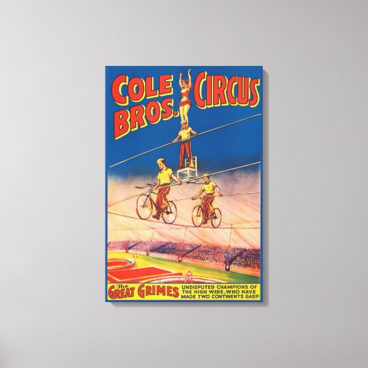 circus Poster tonen hoge draad acrobaten Canvas Afdruk (Voorkant)