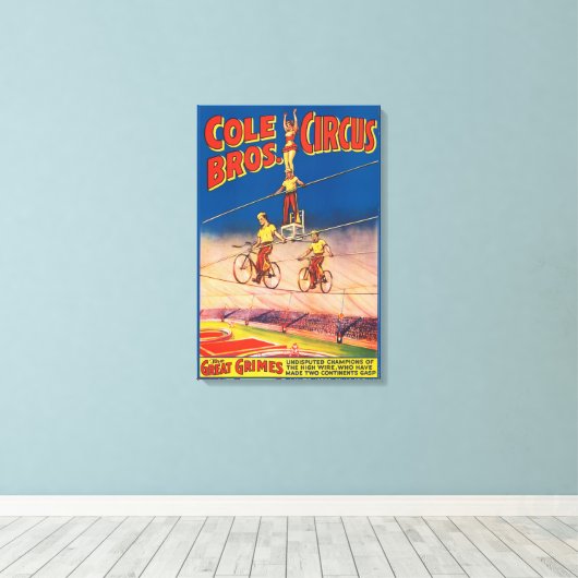  circus Poster tonen hoge draad acrobaten Canvas Afdruk (Insitu (Houten vloer))