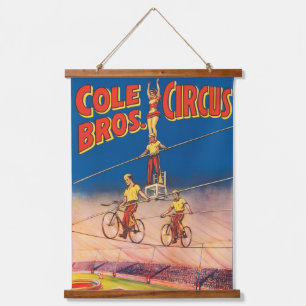  circus Poster tonen hoge draad acrobaten Hangend Wandkleed
