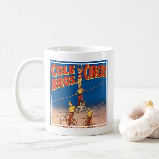  circus Poster tonen hoge draad acrobaten Koffiemok (Met donut)