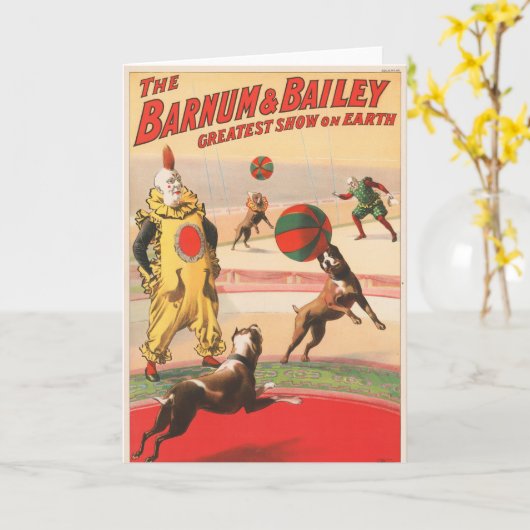 Circus Poster toont clowns met optredende honden Kaart (Gele Bloem)