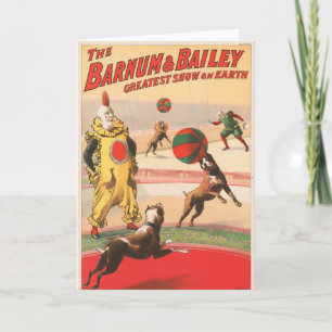 Circus Poster toont clowns met optredende honden Kaart