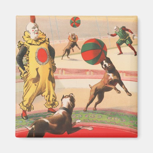Circus Poster toont clowns met optredende honden Magneet (Voorkant)