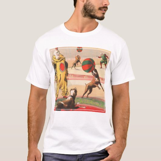 Circus Poster toont clowns met optredende honden T-shirt (Voorkant)