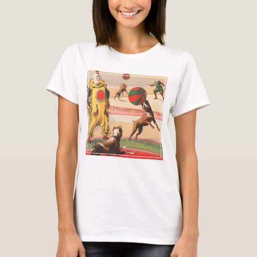 Circus Poster toont clowns met optredende honden T-shirt (Voorkant)