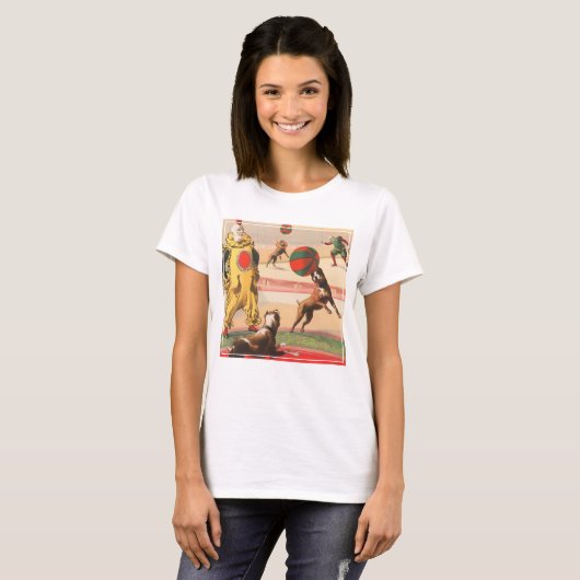 Circus Poster toont clowns met optredende honden T-shirt (Voorkant volledig)
