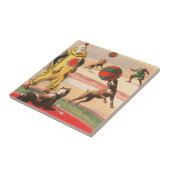 Circus Poster toont clowns met optredende honden Tegeltje (Zijkant)