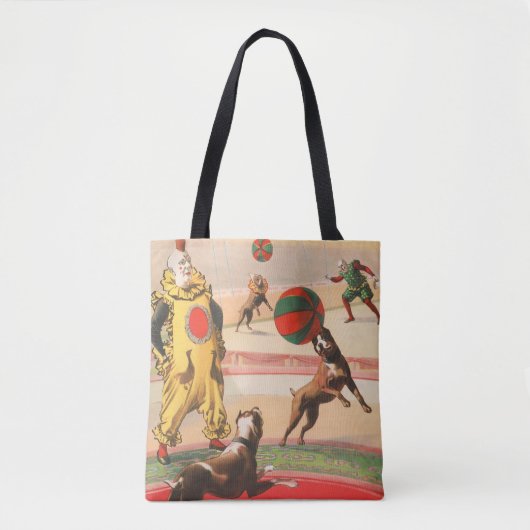 Circus Poster toont clowns met optredende honden Tote Bag (Voorkant)