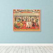Circus Poster toont de amusante capriolen van clow Canvas Afdruk (Insitu (Houten vloer))