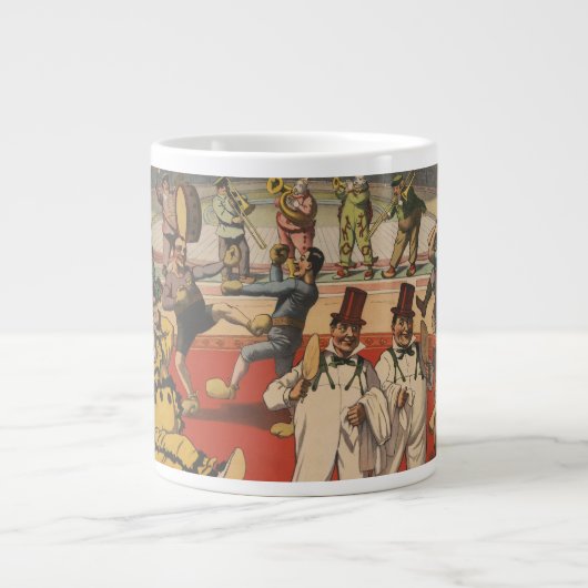 Circus Poster toont de amusante capriolen van clow Grote Koffiekop (Voorkant)